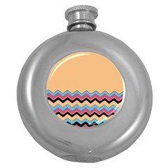 Chevrons Patterns Colorful Stripes Background Art Digital Round Hip Flask (5 Oz)