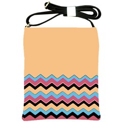 Chevrons Patterns Colorful Stripes Background Art Digital Shoulder Sling Bags by Simbadda