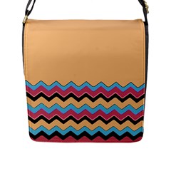 Chevrons Patterns Colorful Stripes Background Art Digital Flap Messenger Bag (l)  by Simbadda