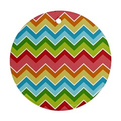 Colorful Background Of Chevrons Zigzag Pattern Round Ornament (two Sides) by Simbadda