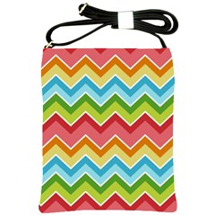 Colorful Background Of Chevrons Zigzag Pattern Shoulder Sling Bags by Simbadda