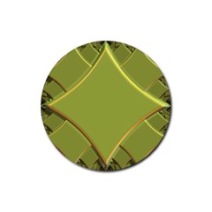 Fractal Green Diamonds Background Rubber Coaster (round)  by Simbadda