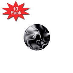 Fractal Black Liquid Art In 3d Glass Frame 1  Mini Buttons (10 Pack)  by Simbadda