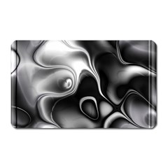 Fractal Black Liquid Art In 3d Glass Frame Magnet (rectangular) by Simbadda