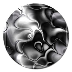 Fractal Black Liquid Art In 3d Glass Frame Magnet 5  (round) by Simbadda
