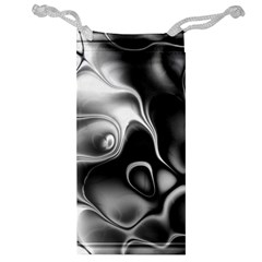 Fractal Black Liquid Art In 3d Glass Frame Jewelry Bag by Simbadda