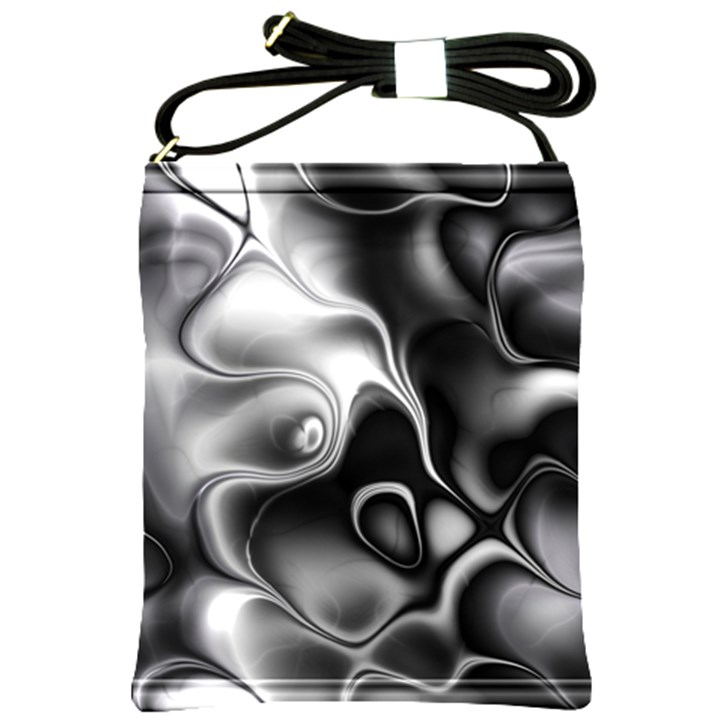 Fractal Black Liquid Art In 3d Glass Frame Shoulder Sling Bags