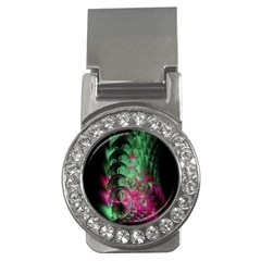 Pink And Green Shapes Make A Pretty Fractal Image Money Clips (CZ) 