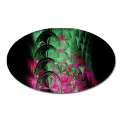 Pink And Green Shapes Make A Pretty Fractal Image Oval Magnet