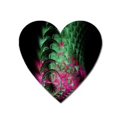 Pink And Green Shapes Make A Pretty Fractal Image Heart Magnet