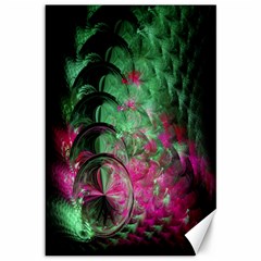 Pink And Green Shapes Make A Pretty Fractal Image Canvas 12  x 18  