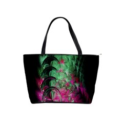 Pink And Green Shapes Make A Pretty Fractal Image Shoulder Handbags
