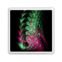 Pink And Green Shapes Make A Pretty Fractal Image Memory Card Reader (Square) 