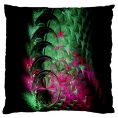 Pink And Green Shapes Make A Pretty Fractal Image Large Cushion Case (One Side)