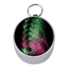 Pink And Green Shapes Make A Pretty Fractal Image Mini Silver Compasses