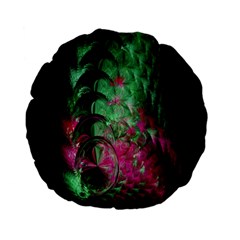 Pink And Green Shapes Make A Pretty Fractal Image Standard 15  Premium Flano Round Cushions by Simbadda