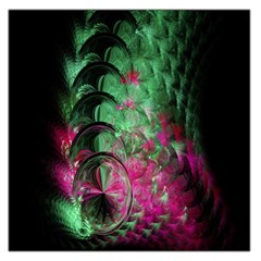 Pink And Green Shapes Make A Pretty Fractal Image Large Satin Scarf (Square)