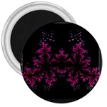 Violet Fractal On Black Background In 3d Glass Frame 3  Magnets Front