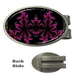 Violet Fractal On Black Background In 3d Glass Frame Money Clips (Oval)  Front