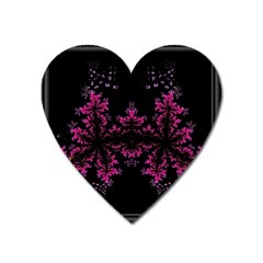 Violet Fractal On Black Background In 3d Glass Frame Heart Magnet by Simbadda