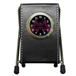 Violet Fractal On Black Background In 3d Glass Frame Pen Holder Desk Clocks Front