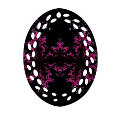 Violet Fractal On Black Background In 3d Glass Frame Ornament (oval Filigree) by Simbadda