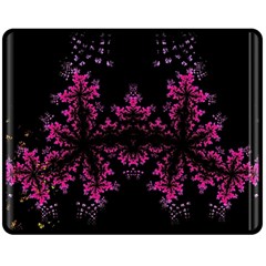 Violet Fractal On Black Background In 3d Glass Frame Double Sided Fleece Blanket (medium) 