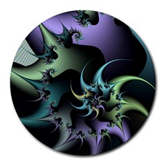 Fractal Image With Sharp Wheels Round Mousepads by Simbadda