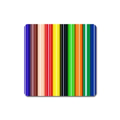 Stripes Colorful Striped Background Wallpaper Pattern Square Magnet by Simbadda