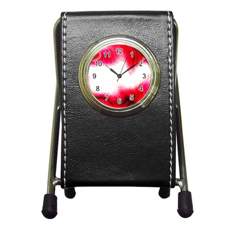 Abstract Pink Page Border Pen Holder Desk Clocks