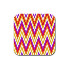 Colorful Chevrons Zigzag Pattern Seamless Rubber Square Coaster (4 Pack)  by Simbadda