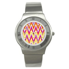 Colorful Chevrons Zigzag Pattern Seamless Stainless Steel Watch