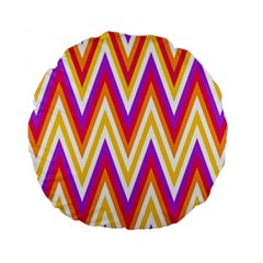 Colorful Chevrons Zigzag Pattern Seamless Standard 15  Premium Round Cushions