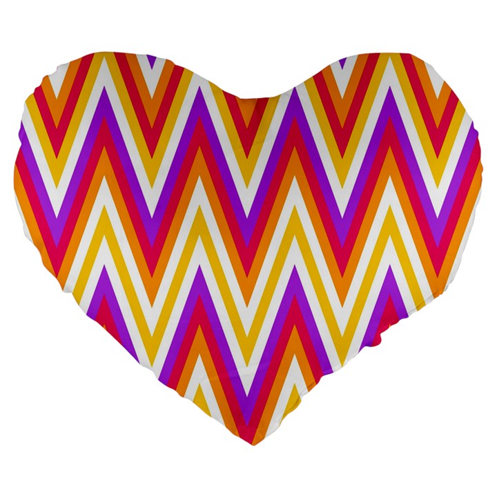 Colorful Chevrons Zigzag Pattern Seamless Large 19  Premium Flano Heart Shape Cushions