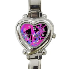 Fractal In Bright Pink And Blue Heart Italian Charm Watch by Simbadda