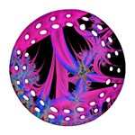 Fractal In Bright Pink And Blue Round Filigree Ornament (Two Sides) Back