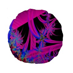 Fractal In Bright Pink And Blue Standard 15  Premium Flano Round Cushions by Simbadda