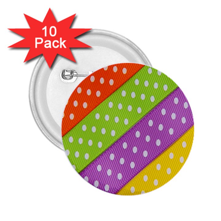 Colorful Easter Ribbon Background 2.25  Buttons (10 pack) 