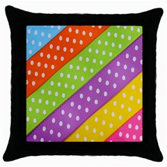 Colorful Easter Ribbon Background Throw Pillow Case (black) by Simbadda