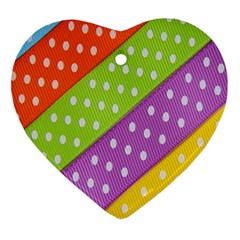 Colorful Easter Ribbon Background Heart Ornament (two Sides)