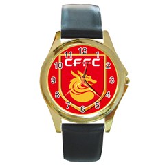 Hebei China Fortune F C  Round Gold Metal Watch by Valentinaart