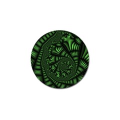 Fractal Drawing Green Spirals Golf Ball Marker