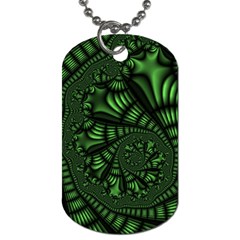 Fractal Drawing Green Spirals Dog Tag (two Sides)