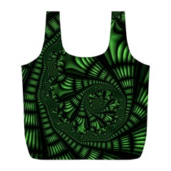 Fractal Drawing Green Spirals Full Print Recycle Bags (l)  by Simbadda