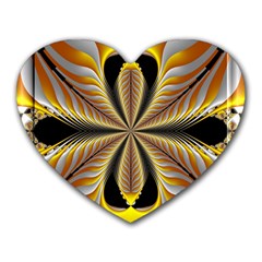 Fractal Yellow Butterfly In 3d Glass Frame Heart Mousepads by Simbadda