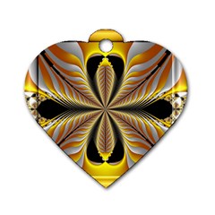 Fractal Yellow Butterfly In 3d Glass Frame Dog Tag Heart (one Side) by Simbadda