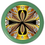 Fractal Yellow Butterfly In 3d Glass Frame Color Wall Clocks Front