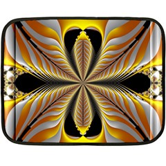 Fractal Yellow Butterfly In 3d Glass Frame Double Sided Fleece Blanket (mini)  by Simbadda