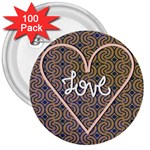 I Love You Love Background 3  Buttons (100 pack)  Front