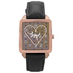 I Love You Love Background Rose Gold Leather Watch  by Simbadda